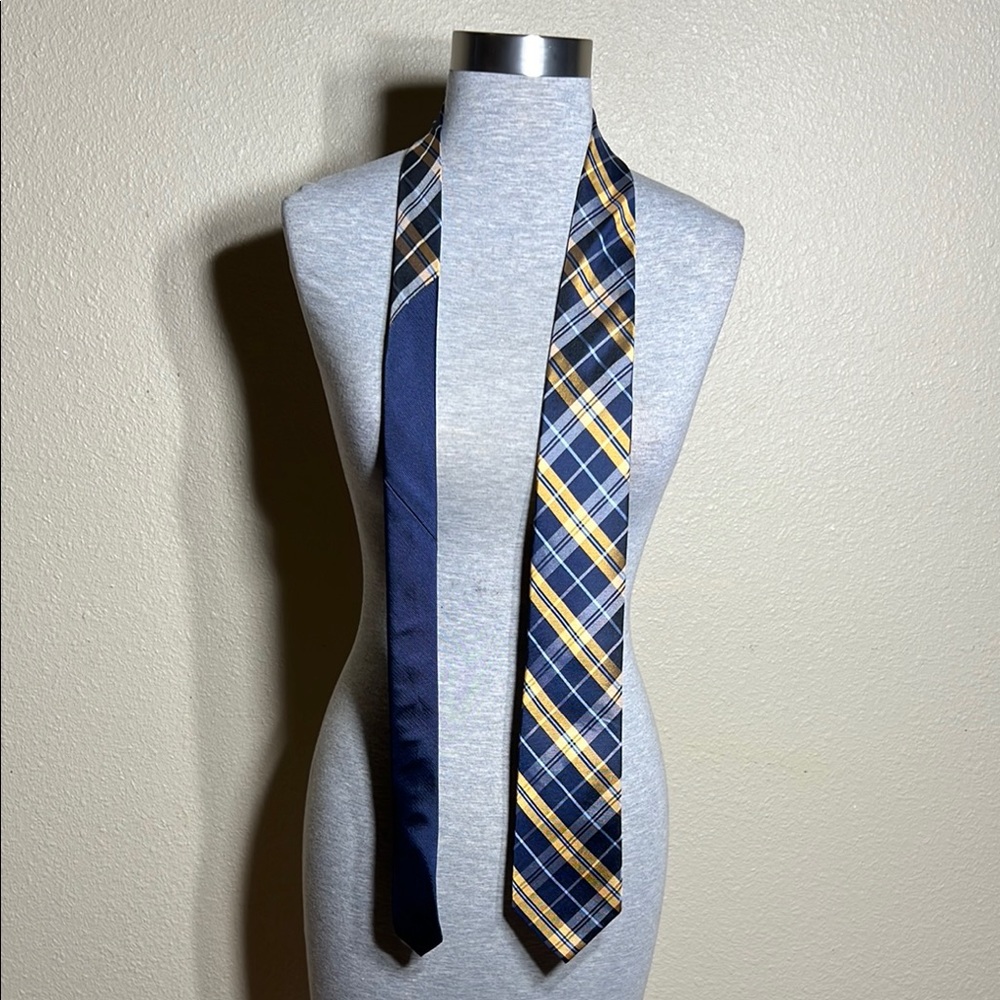 Tommy Hilfiger Blue and Yellow Checkered Tie